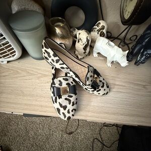 Cole Haan Leopard Print Loafers with Black Bow